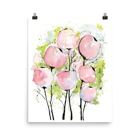 Pink Poppy Pods Wall Print