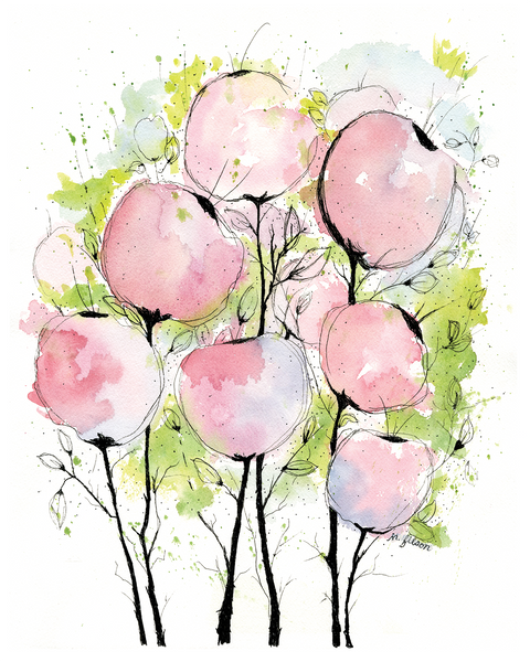 Pink Poppy Pods Canvas